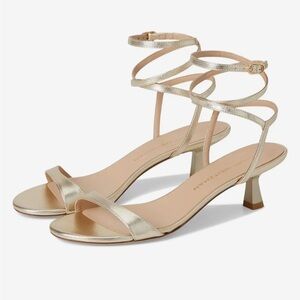 Stuart Weitzman Metallic Gold Kitten Strappy Heels